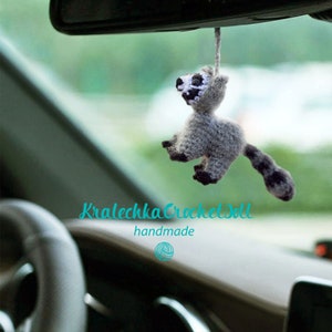 Raccoon car charm, car hanging accessories, rear view mirror charm