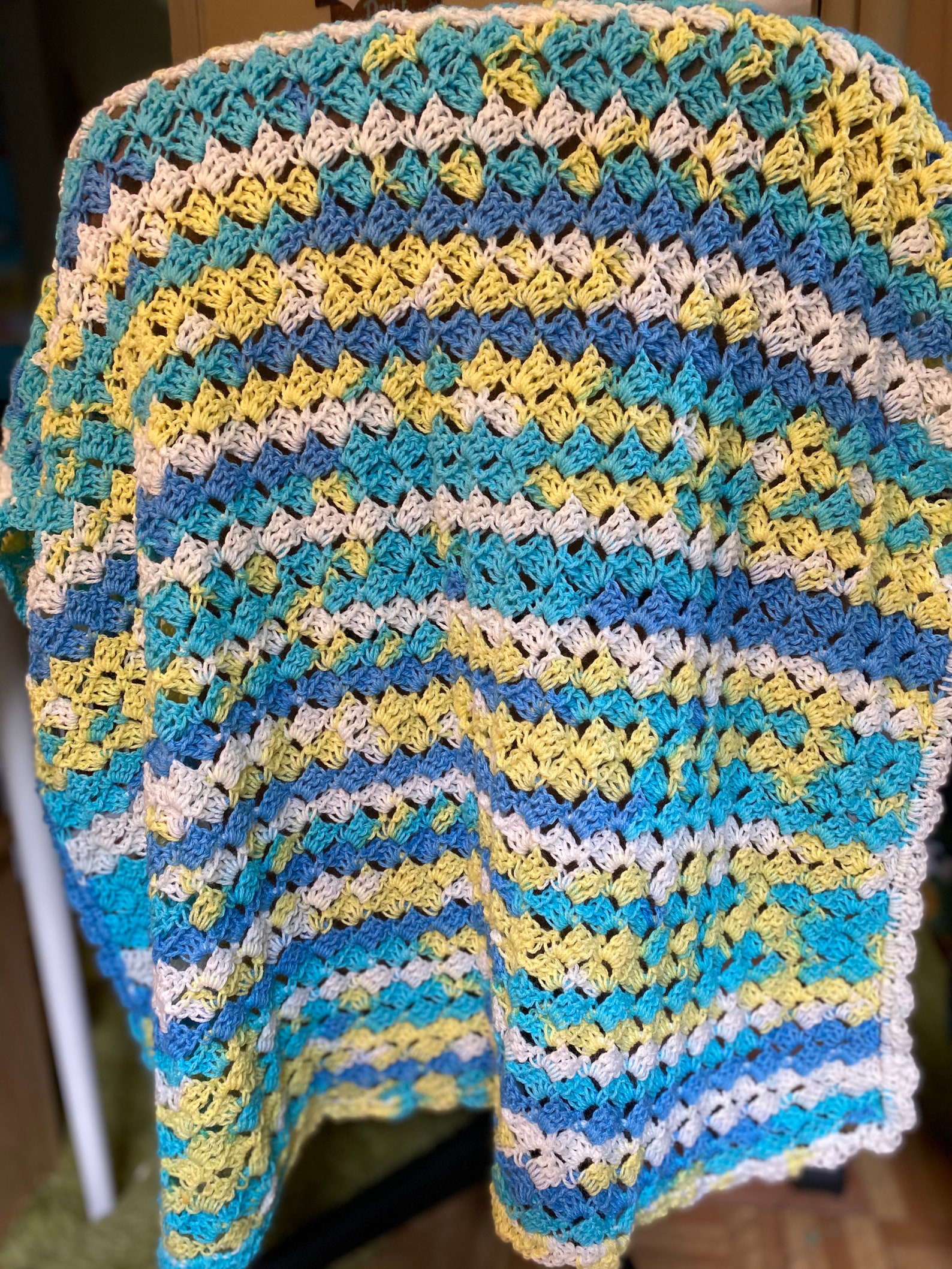 Yellow and Blue baby blanket Etsy