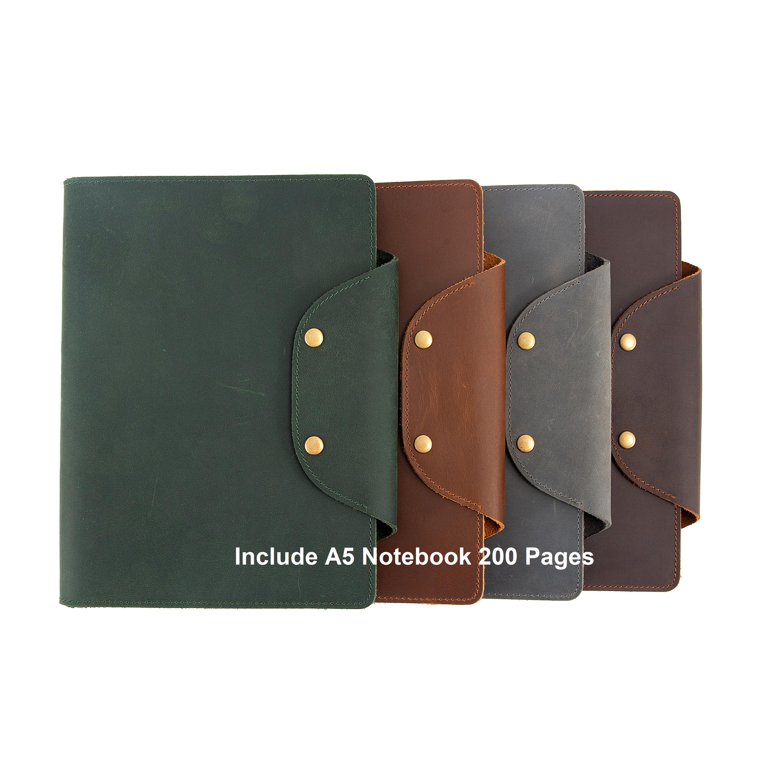Handmade Leather A5 Journal Cover Engraved Notebook With Pen Loops