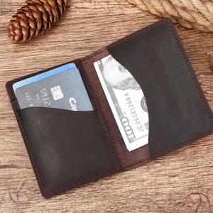 Slim Leather Wallet, Personalized Minimalist Wallet, Custom Wallet for Men, Boyfriend birthday gift, Leather Card Holder