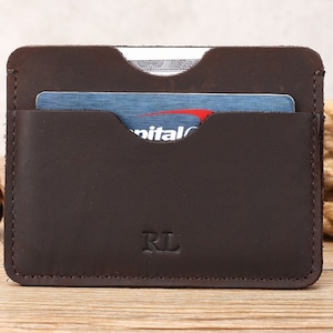 Cartera de cuero genuino hecha a mano, Cartera, Cartera personalizada, Cartera para hombre, Cartera grabada, Tarjetero de cuero para regalo, Marrón chocolate
