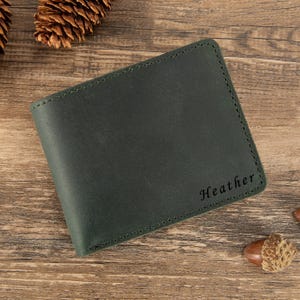 Cartera de cuero hecha a mano, billetera plegable personalizada, billetera minimalista, billetera de cuero delgada, billetera para hombre, billetera grabada personalizada, regalo del día del padre