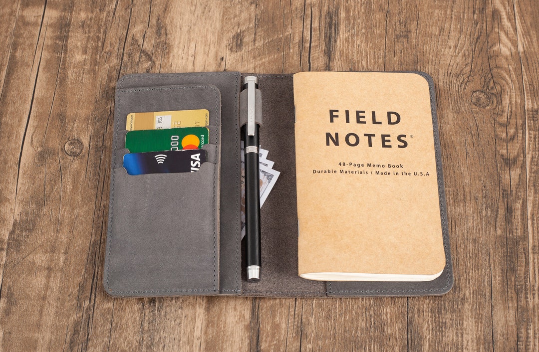 Leather Travel Journal Cover, Leather Notebook Cover, 3.5 X 5.5 Field Notes, Personalized