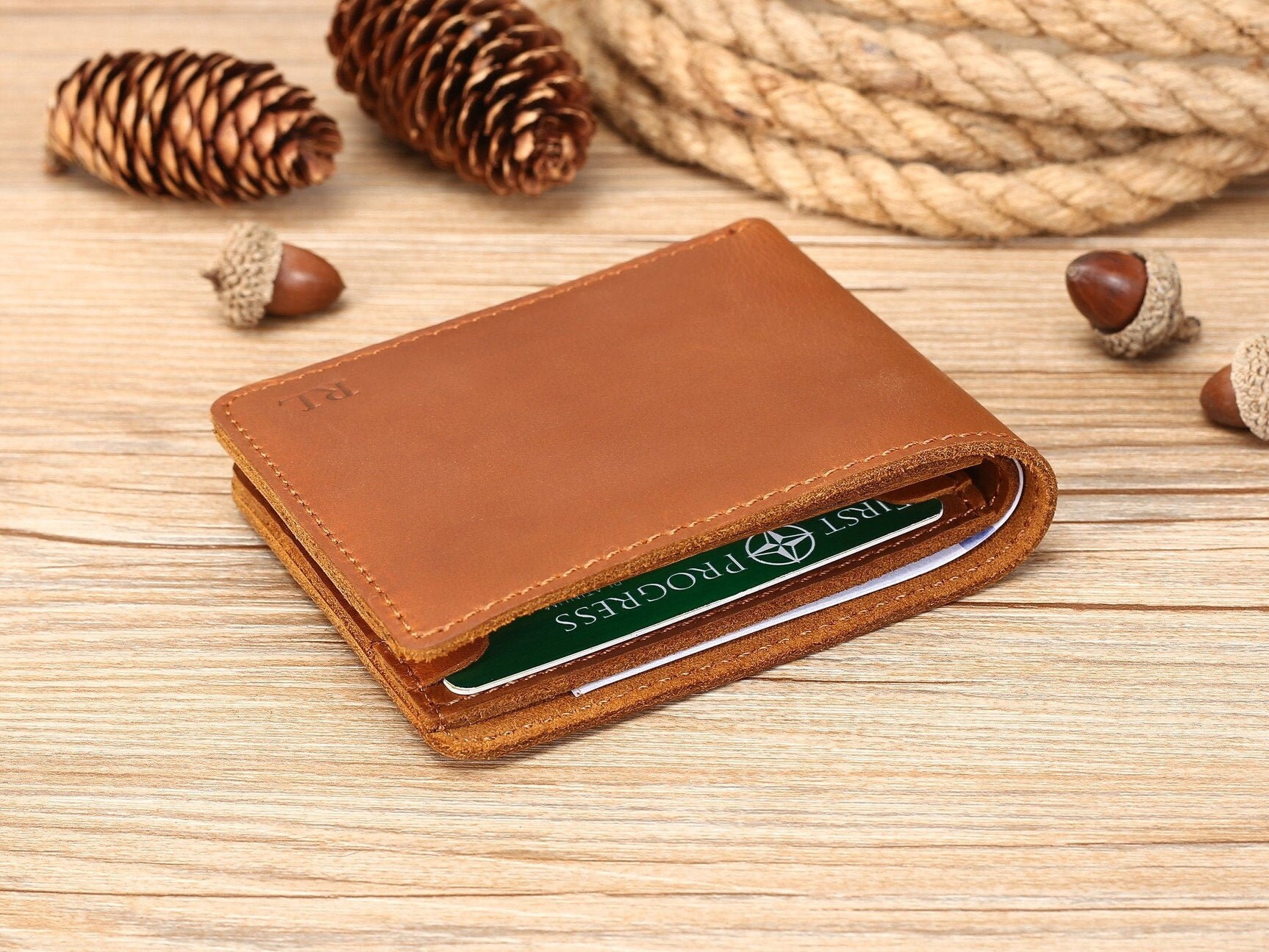 LedBack Slim Personalized Wallet for Mens Christmas Santa Claus Elk Leather  Bi-fold Wallets with Credit Card Holder Money Organzier
