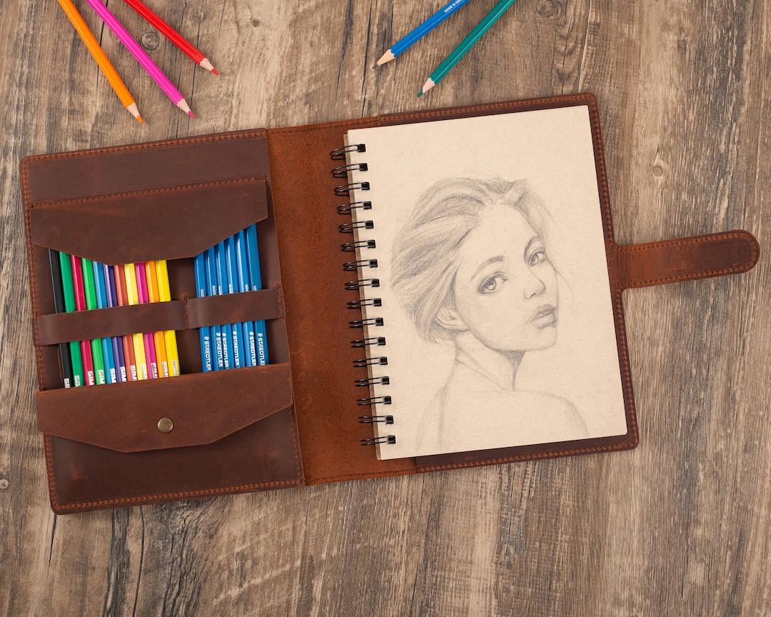 Handmade Personalized Leather Sketchbook Cover for 5.5