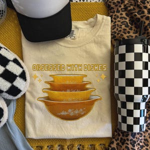 Obsessed With Dishes 3, Searching For Treasure, No Such Thing As Too Much Pyrex, Gold Stack, Retro Collector Vintage Quirky Comfort Colors®