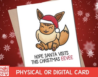 Pikachu Christmas Greeting Card Santa All I Want For Print