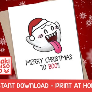 Sofort Download: Merry Christmas to BOO!! Mario Weihnachtskarte - Drucken zu Hause Liebe Nintendo Print Freund Gamer Urlaub Paar pokemon kawaii