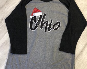 Script Ohio Santa Hat Raglan Shirt