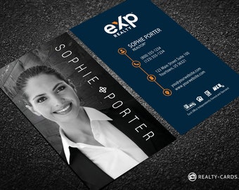 eXp Realty Business Card - Vertical Real Estate Business Card - Agent Photo Vertical Design - Free U.S. Shipping