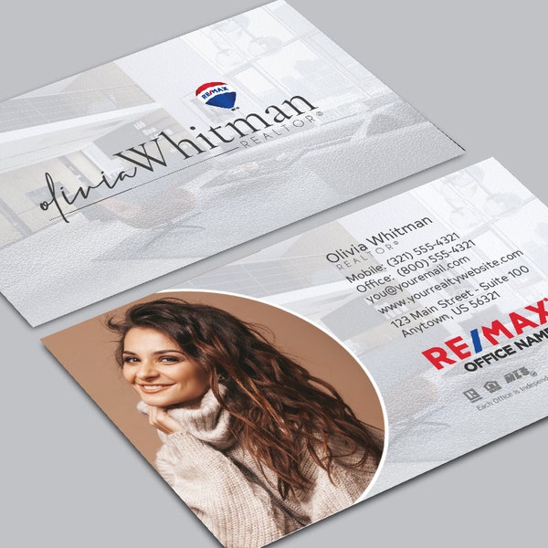 RE/MAX Business Card - Featured Agent Photo - Custom Realty Design - Realtor Branding - Free U.S. Shipping