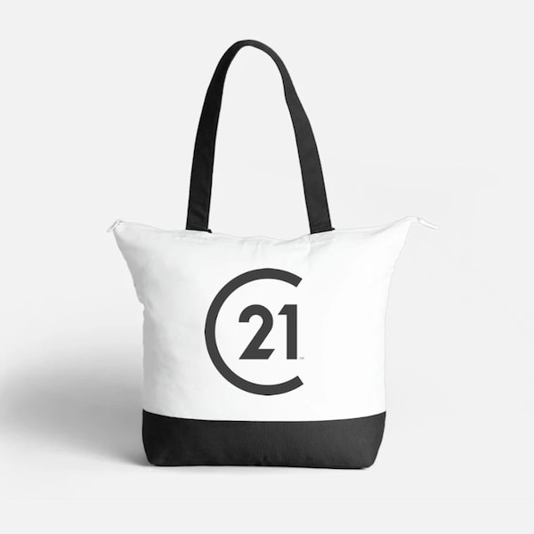 Large Century 21 Zip Tote Bag | 100% Cotton Canvas | Full-Color Print