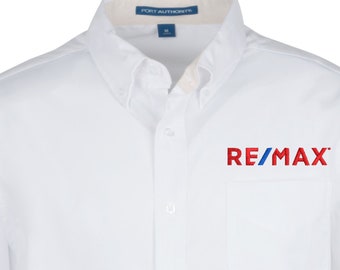 REMAX Luxe Woven Shirt for Men | Embroidered Logo | Premium Button Down Oxford Collar | Customizable Realtor Clothing | REMAX Apparel