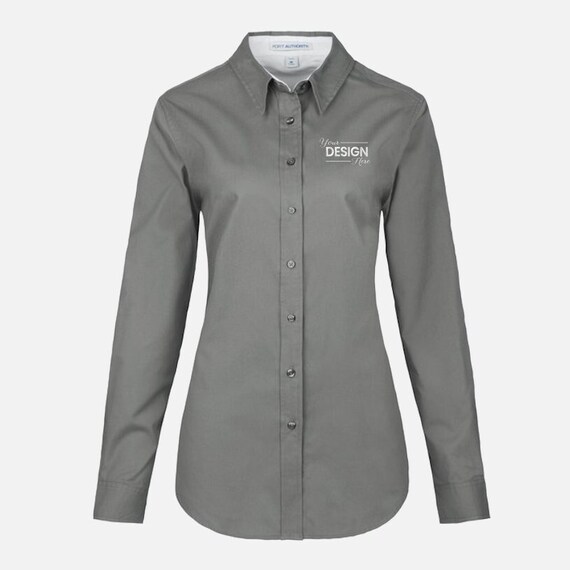 Luxe Embroidered Dress Shirt for Women | Embroidered Apparel | Button Down | Custom Shirt | Customize Your Logo Luxe Embroidered Dress Shirt for Women | Embroidered Apparel | Button Down | Custom Shirt | Customize Your Logo