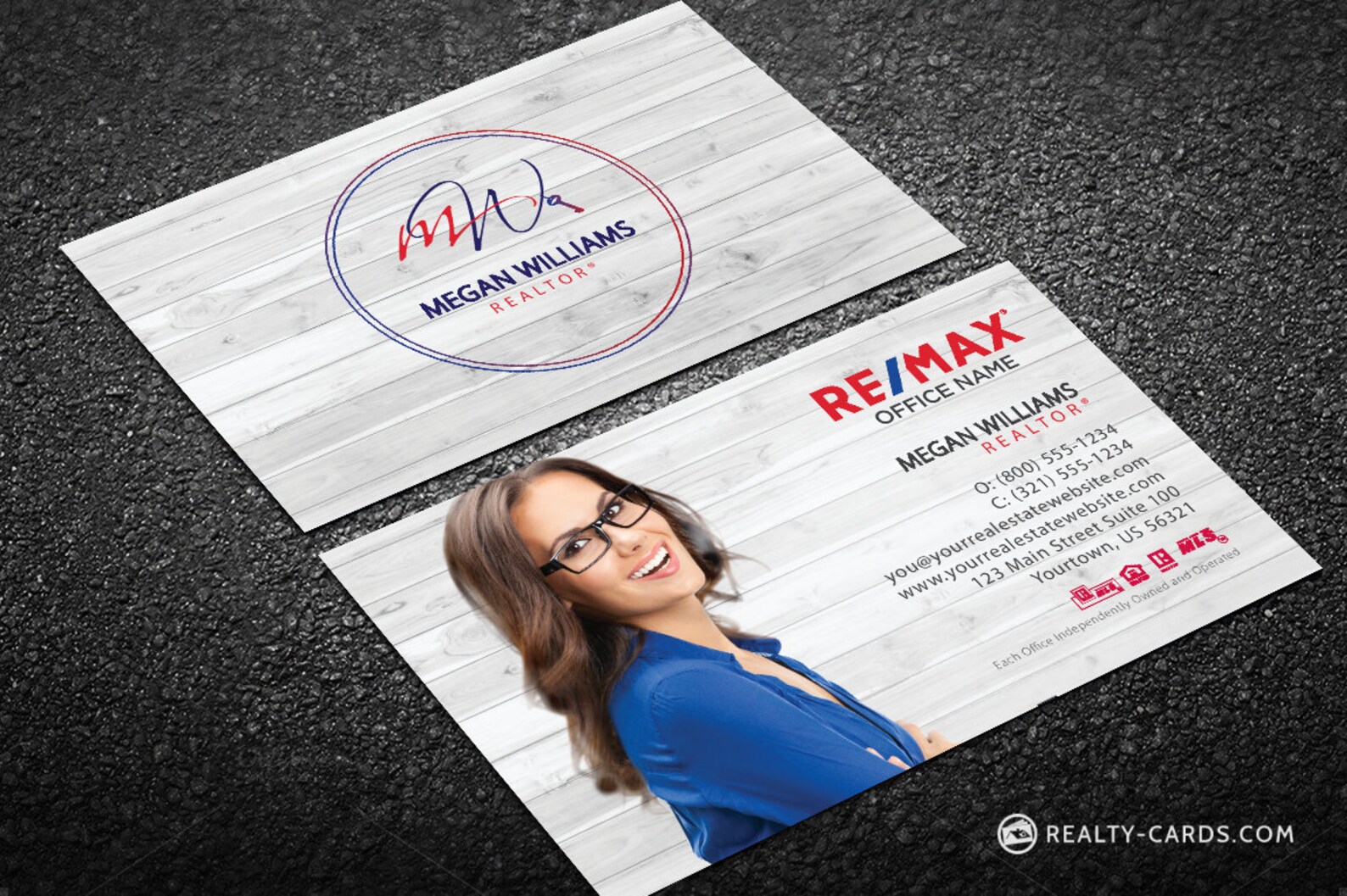 RE/MAX Business Card Wood Background Design with Agent Photo | Etsy