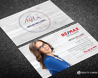 RE/MAX Business Card - Wood Background Design with Agent Photo - Free U.S. Shipping