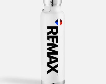 New REMAX Logo Insulated Bottle | Stainless Steel Wide-Mouth Insulated 22 oz. Bottle | Full Color Print