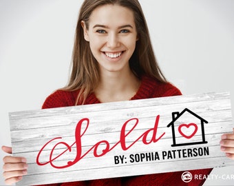 Real Estate Prop - "Sold By" Sign - 9"x24"