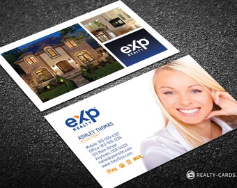 eXp Realty Business Card - Clean White Realtor Business Card with Agent Photo - Free U.S. Shipping