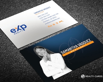 eXp Realty Business Card - Real Estate Business Card Design - B&W Agent Photo - Free U.S. Shipping