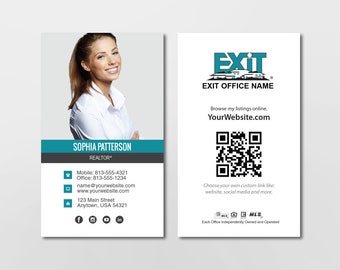 EXIT Realty Business Card -  Vertical Real Estate Business Card - Agent Photo - Free U.S. Shipping
