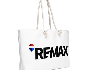 REMAX Weekender Bag 24″×13″ | Personalized Logo Tote | Corporate Client Gift • Realtor Closing Gift • Branded Giveaway Bag