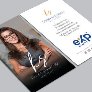 eXp Realty Business Card - Custom Vertical Design - Featured Agent Photo - Free U.S. Shipping