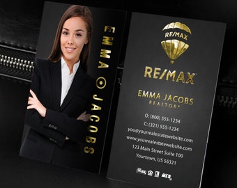 Business Cards for REMAX Agents - Vertical Design - Custom REMAX Business Card - Free U.S. Shipping - Optional 3D Foil