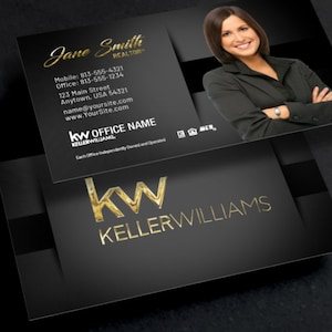 Business Cards for KW Agents - Vertical Design w/ KW Realty Logo - Keller Williams Business Card - Free U.S. Shipping - Optional 3D Foil