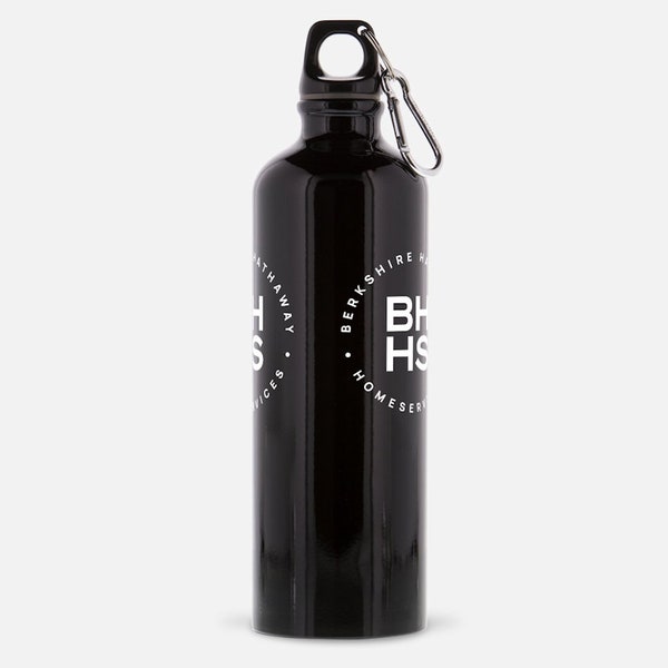 Custom Berkshire Hathaway Aluminum Water Bottle with Carabiner Clip | 26 oz. | Sport Water Bottle with Clip | Full Color Printing