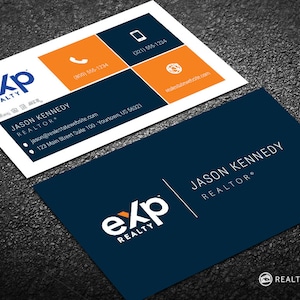 Carte de visite eXp Realty - Design de carte de visite pour agent immobilier - Design de carte de visite pour immobilier moderne - Livraison gratuite aux États-Unis