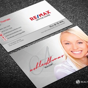Carte de visite RE/MAX - Design moderne et léger avec photo de l'agent - Livraison gratuite aux États-Unis