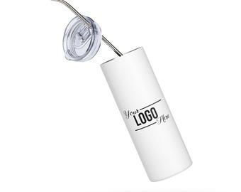Custom Stainless Steel Tumbler 20 oz | Personalized Logo | Corporate Client Gift • Realtor Closing Gift • Branded Giveaway Drinkware