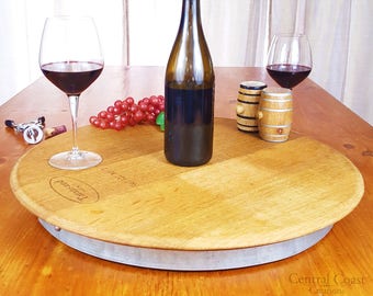 Wine Barrel Head Lazy Susan Rustic Furniture Home Decor Kitchen