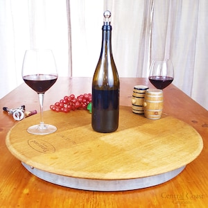 Wine Barrel Head Lazy Susan Rustic Furniture Home Decor Kitchen