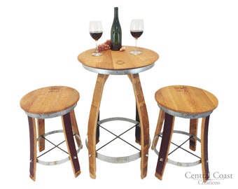 Wine Barrel Stave PUB Set Swivel Top Stools Bar Bistro Stools Rustic Furniture FREE SHIPPING!