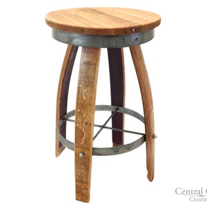 Swivel Top Wine Barrel Stave Bar Stool 24" 26" 30" Sit Height Rustic Furniture Bar Home Décor Bistro Pub