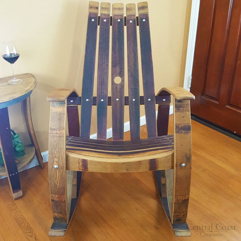 WINE BARREL Stave ROCKING Chair Rustic Furniture Home Patio Etsy
