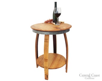 Wine Barrel Isabella Side End Table W/ Bottom Shelve Rustic Furniture