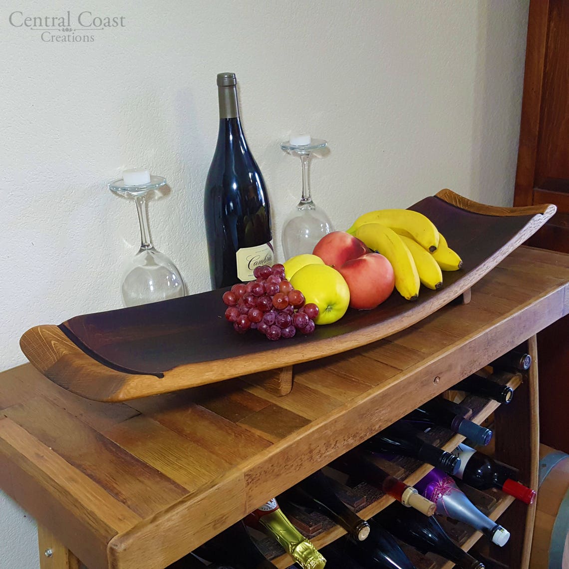 Wine Barrel Stave Large Fruit Platter Rutic Furniture Kitchen Etsy Canada
