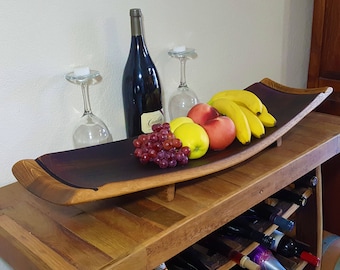 Wine Barrel Stave Large Fruit Platter Rutic Furniture Kitchen