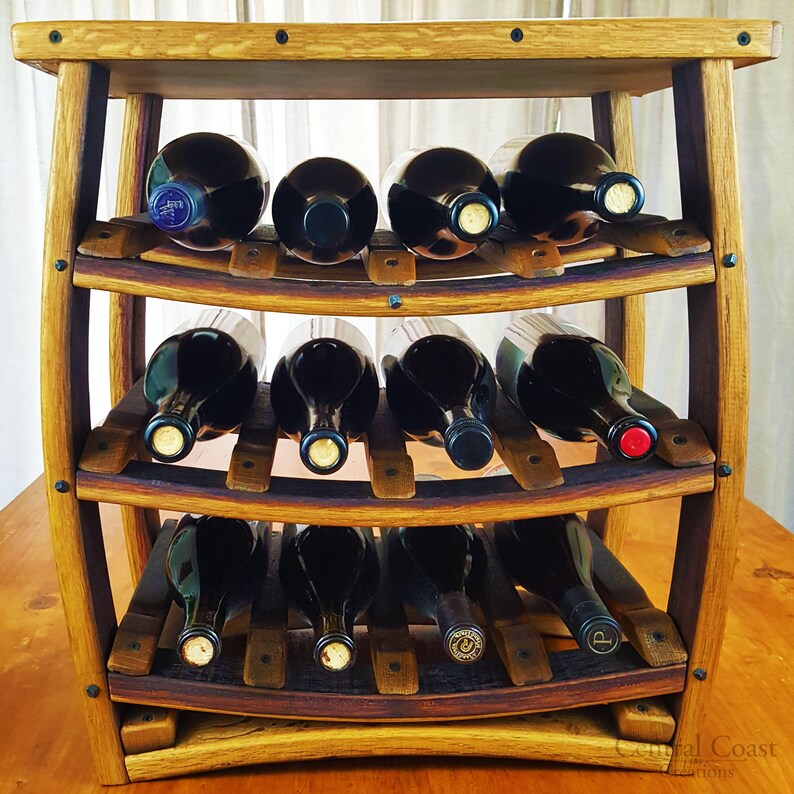 Wine Barrel Furniture Table Top Wine Rack 12 Bottle Rustic Etsy
