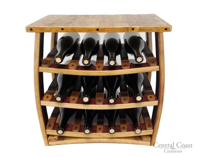Wine Barrel Furniture Table Top Wine Rack 12 Bottle Rustic Etsy