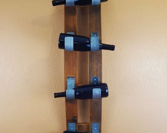 Wine Barrel Stave 4 Bottle Wall Wine Rack Rustic Furniture