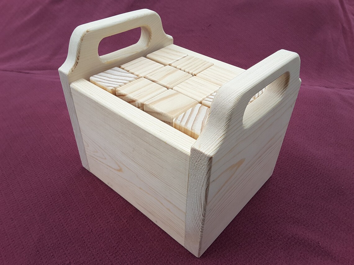 36 Unfinished Handmade Wooden Blocks With Carrying Case Ideal Etsy