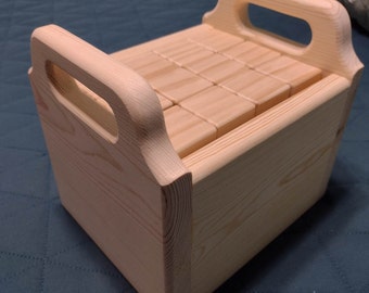 36 Unfinished Handmade Wooden Blocks with Carrying Case, Ideal for Baby Shower Activity