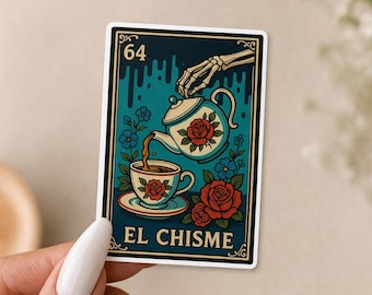 El Chisme Sticker Loteria Style | Latin Cultura Sticker | Waterproof Vinyl Laptop Decal