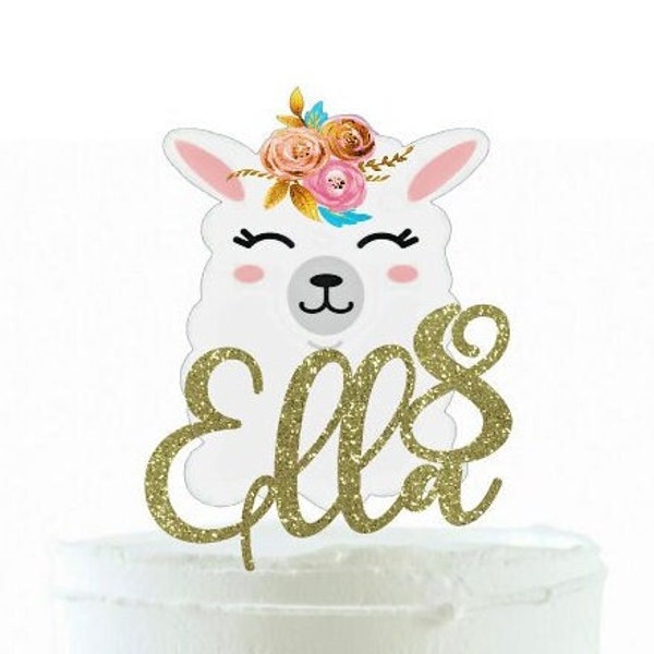 Llama Cake Topper Llama Birthday Cake Topper Llama Party Decoration Personalized Cake Topper Llama Name + Age Cake Topper