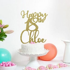 Happy 18th Cake Topper 18th Cake Topper 18th Birthday Party Decor Personalized 18th Birthday Cake Topper Happy 18th Birthday Cake Topper