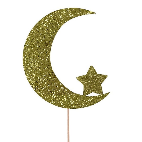Moon and Star Cake Topper Moon Cake Topper To The Moon and Back Cake Topper Baby Shower Cake Topper Glitter Cake Topper